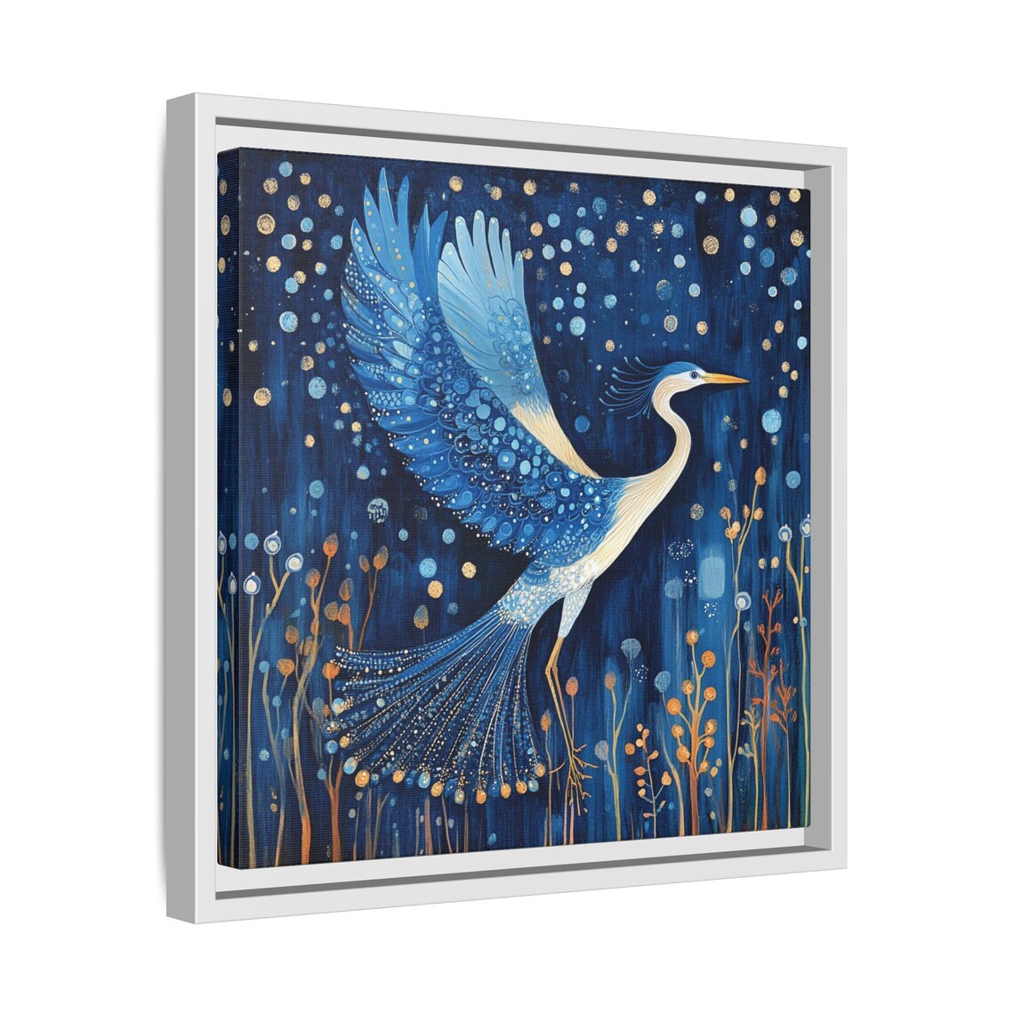 Blue Heron Whimsical Art Nouveau Wall Art Print - Image 4