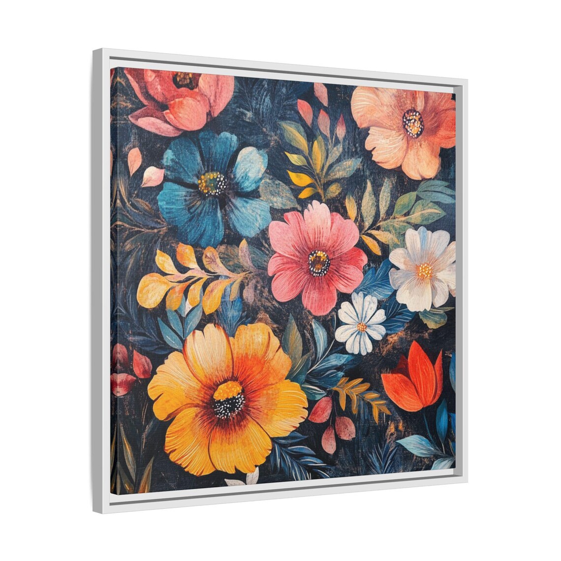 Mid Century Boho Floral Abstract Painting - Image 4