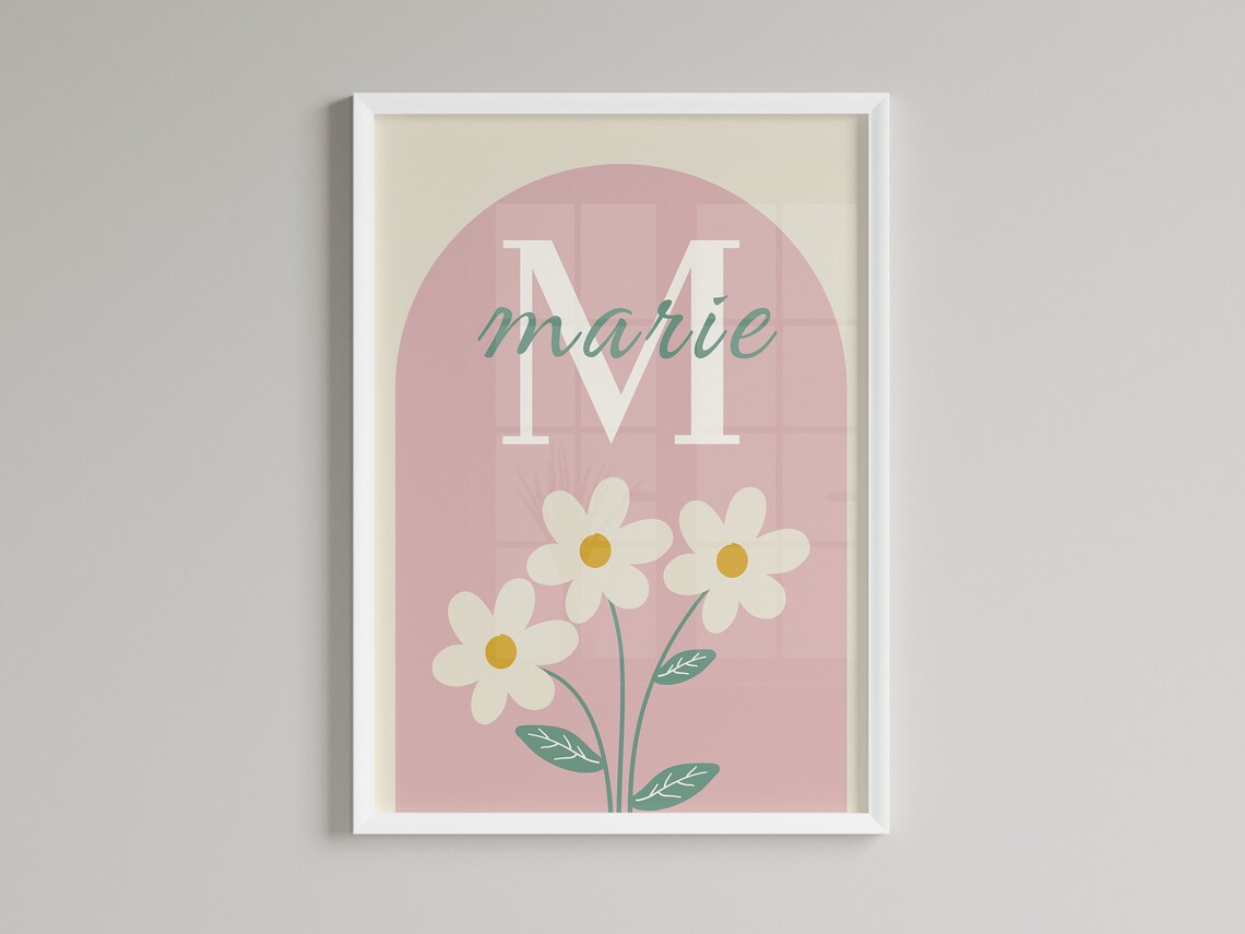 Daisy Nursery Wall Art Print, Personalised Name - Image 2