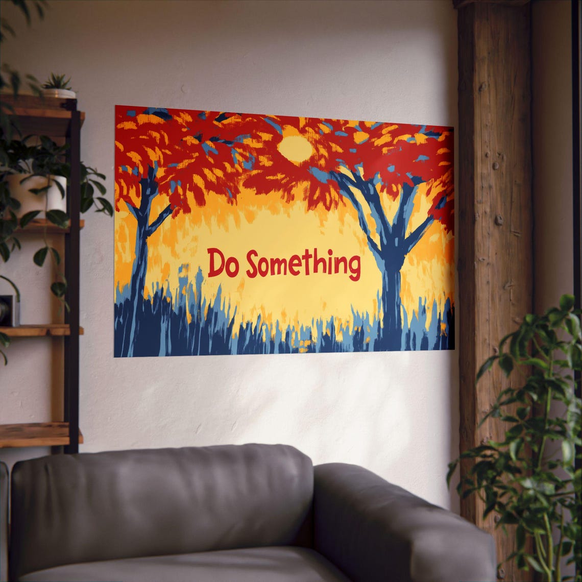 Do Something Autumn Trees Folk Art Motivational Quote Poster - Image 2