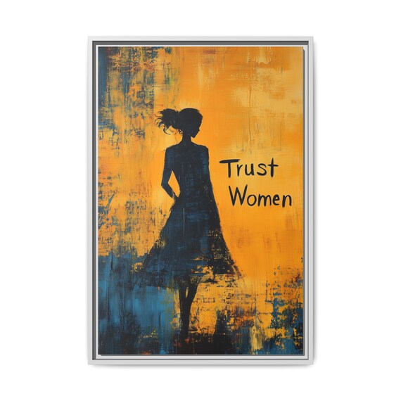 Trust Women Feminist Silhouette Bold Orange Abstract Protest Poster