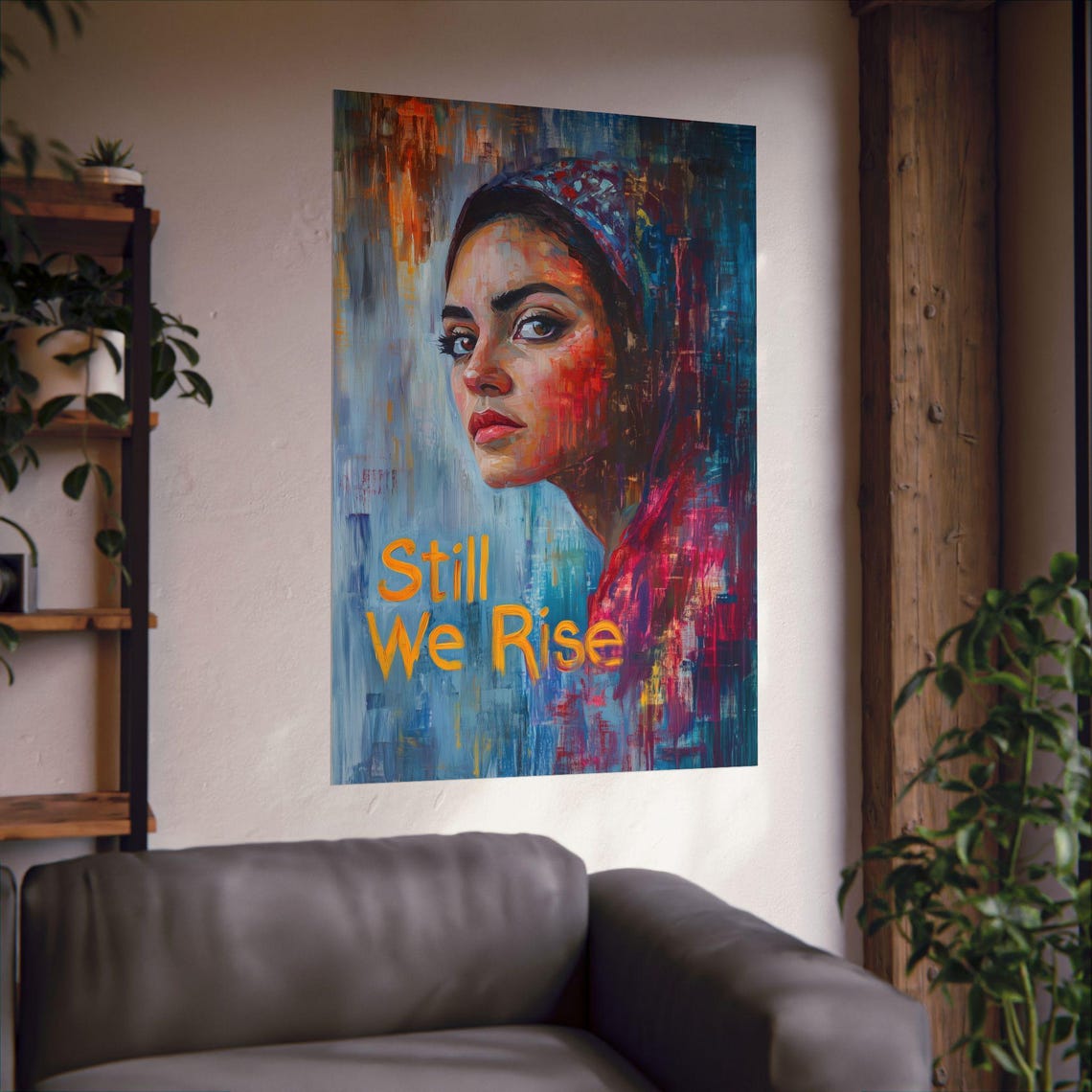 Still We Rise Painted Woman Headscarf Expressive Portrait Poster - Image 2