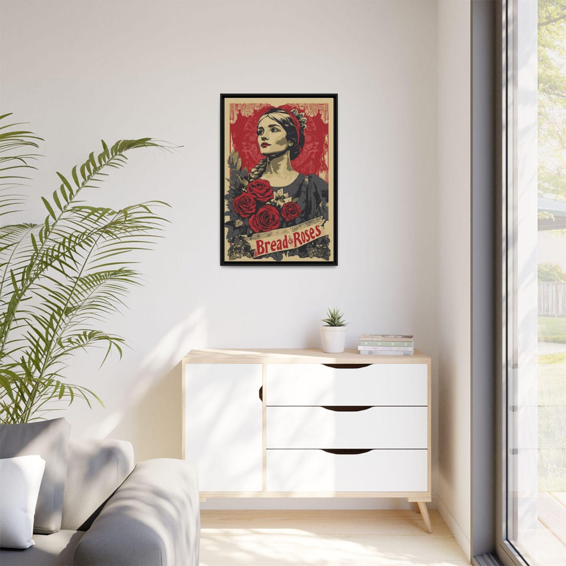 Bread and Roses Vintage Feminist Protest Red Rose Art Poster - Image 2