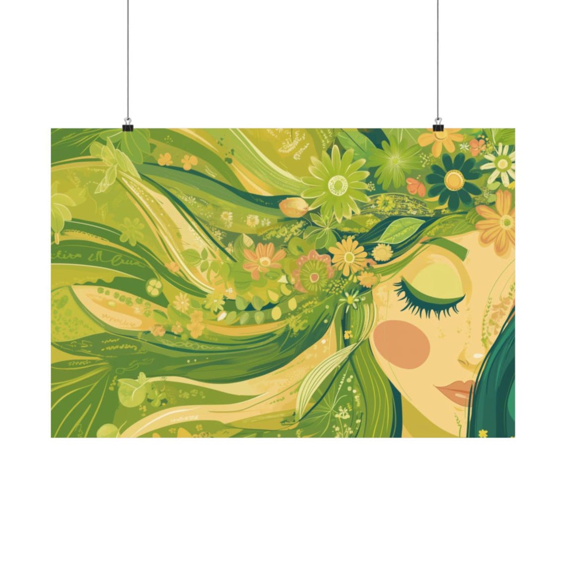Nature Lover Green Floral Goddess Mother Nature Botanical Poster