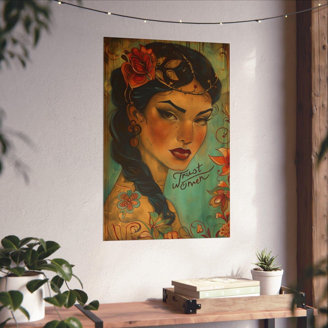 Trust Women Bohemian Braided Woman Floral Art Statement Poster - Image 4