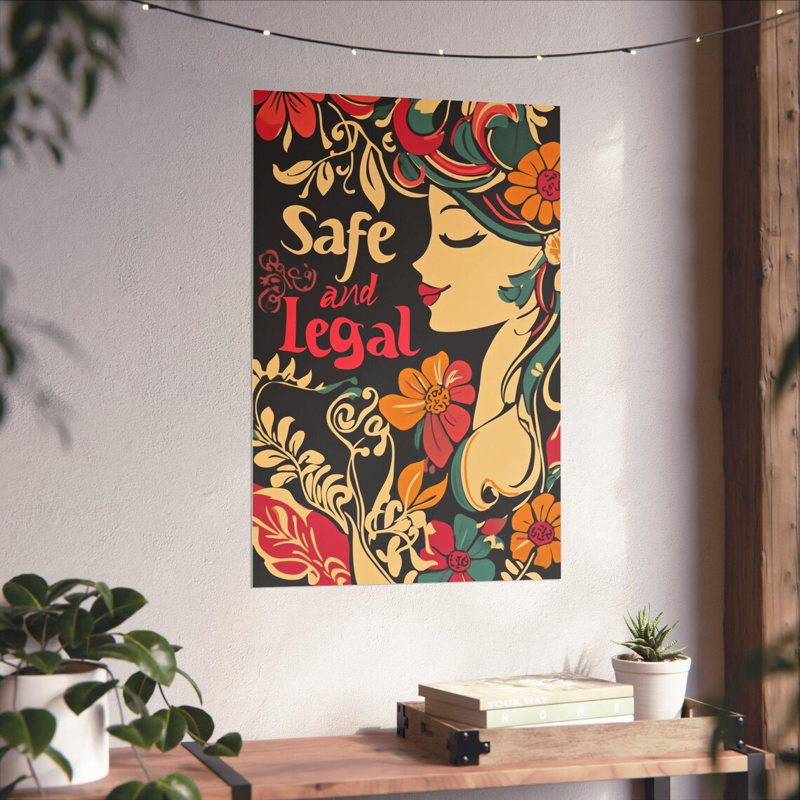 Safe and Legal Floral Woman Vintage Feminist Statement Poster - Image 4