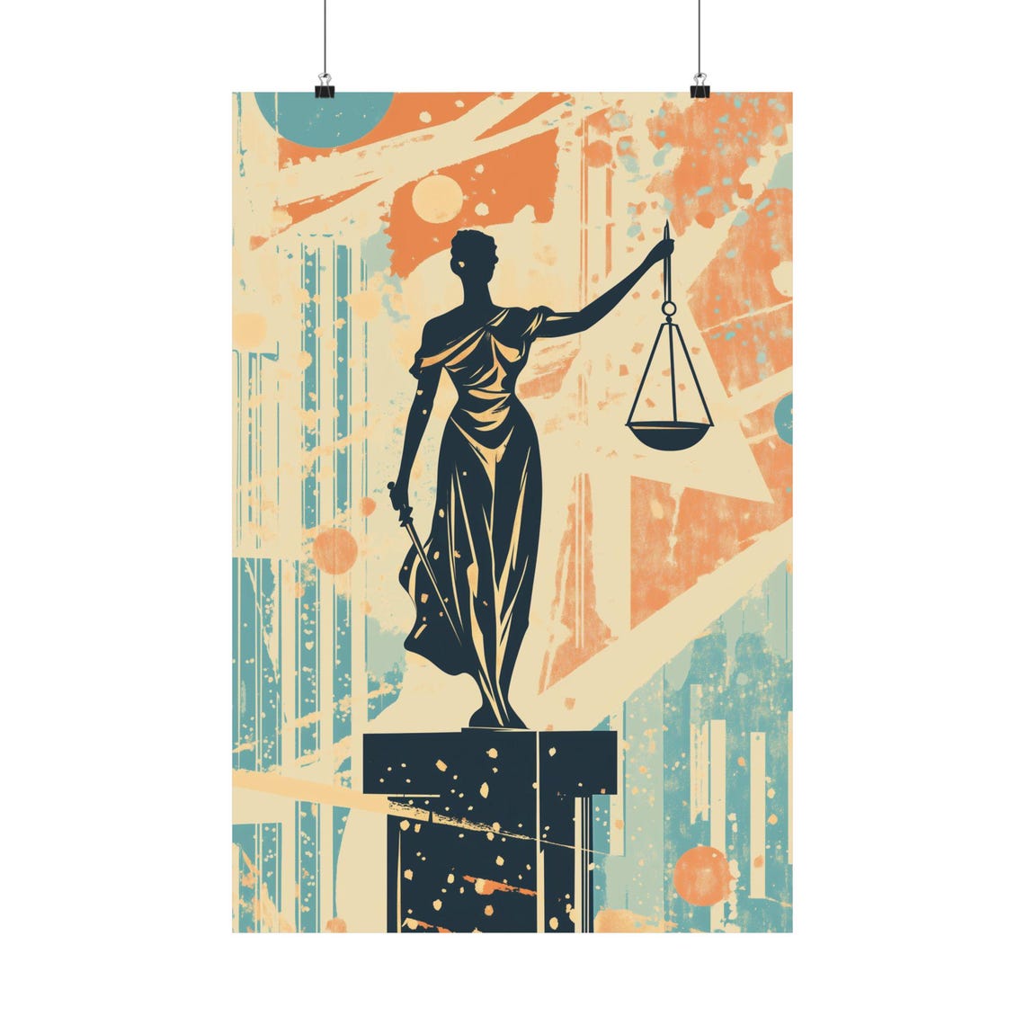 Bold Lady Justice Silhouette With Sword And Scales Political Poster