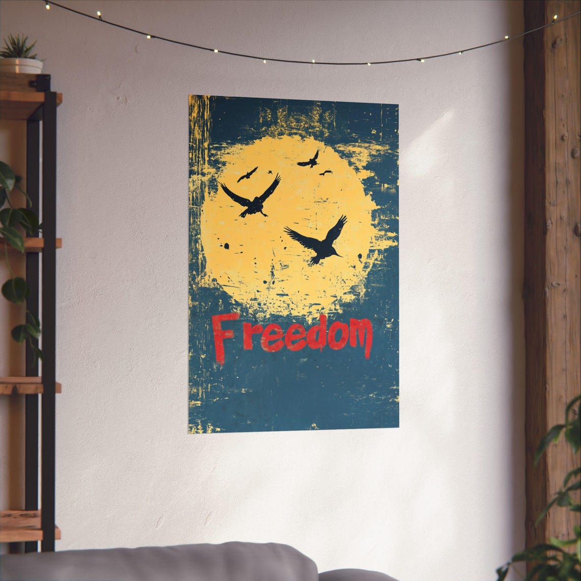 Freedom Birds Soaring Sun Grunge Vintage Statement Art Poster - Image 4