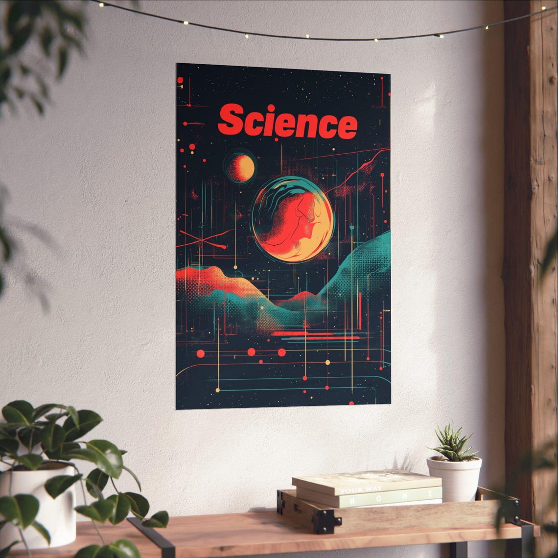 Science Retro Space Planets Mid Century Starry Cosmic Poster - Image 4