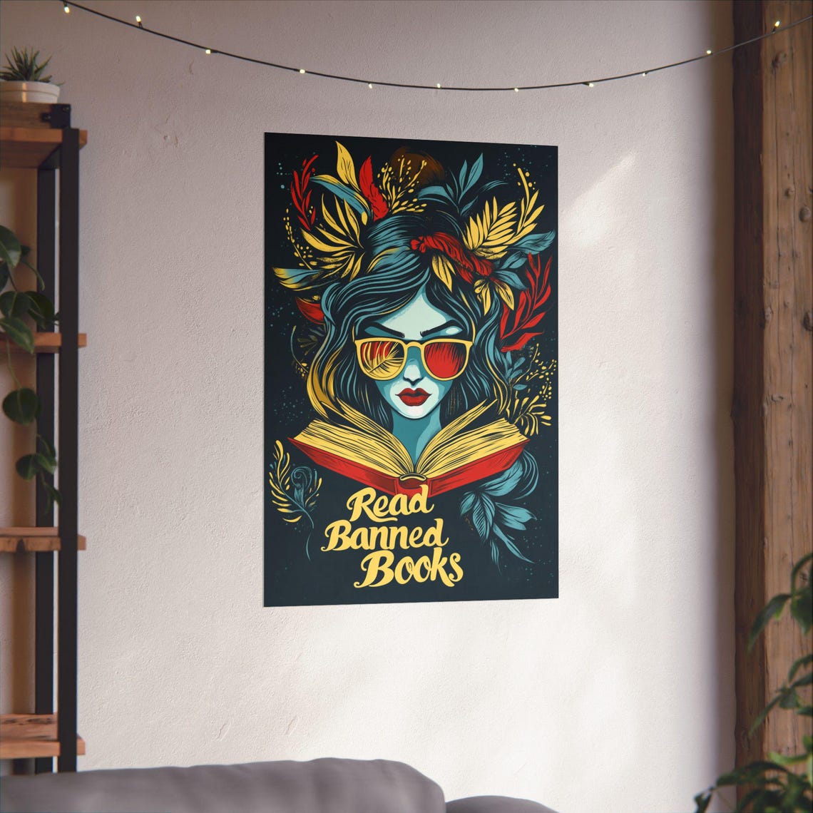 Read Banned Books Woman With Book Freedom Expression Quote Art Poster - Image 4