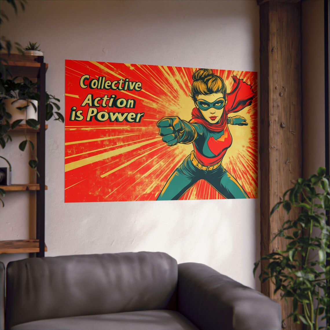 Collective Action is Power Retro Superhero Woman Hero Poster - Image 2