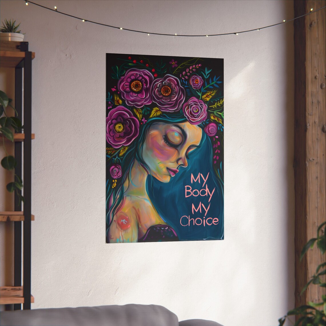 My Body My Choice Floral Woman Reproductive Rights Art Poster - Image 4