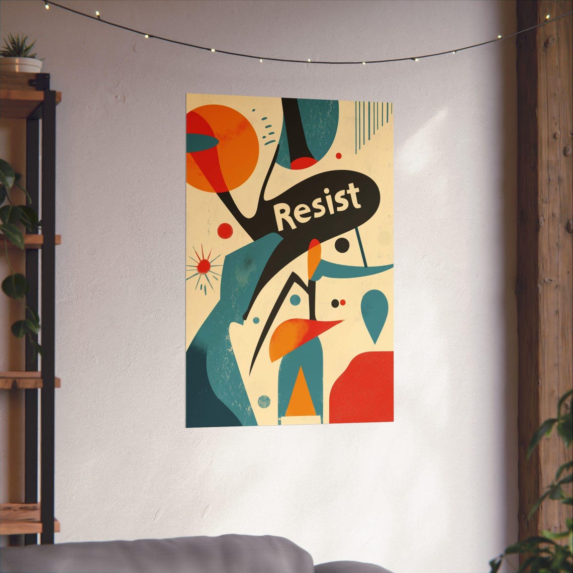 Resist Abstract Mid Century Modern Shapes Protest Statement Poster - Image 3
