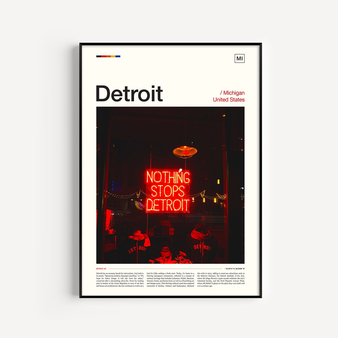 Detroit Travel Poster, Michigan Art Print