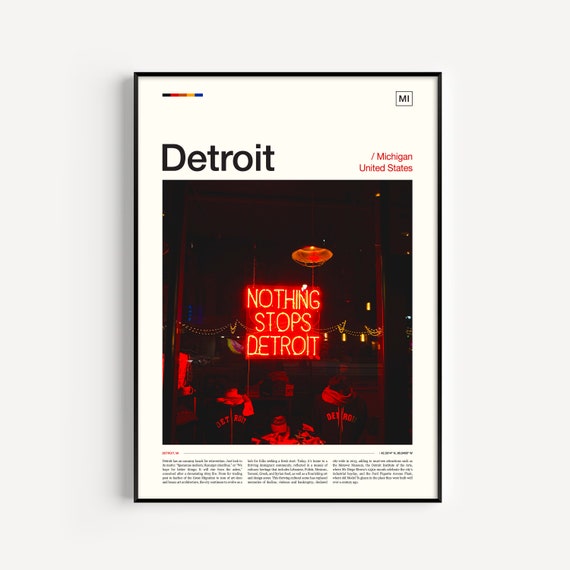 Detroit Travel Poster, Michigan Art Print