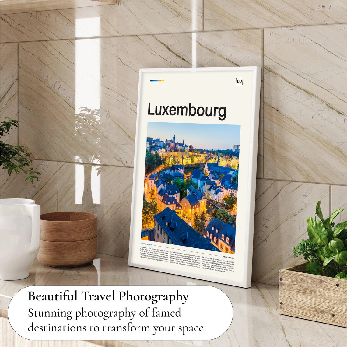 Luxembourg Europe Old Town Rooftops Twilight Evening Photo Poster - Image 4