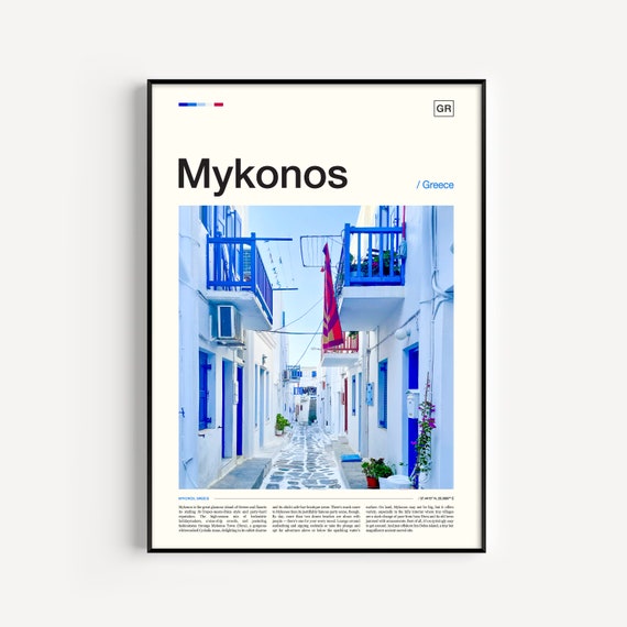 Mykonos Greece Travel Poster, Greece Wall Art