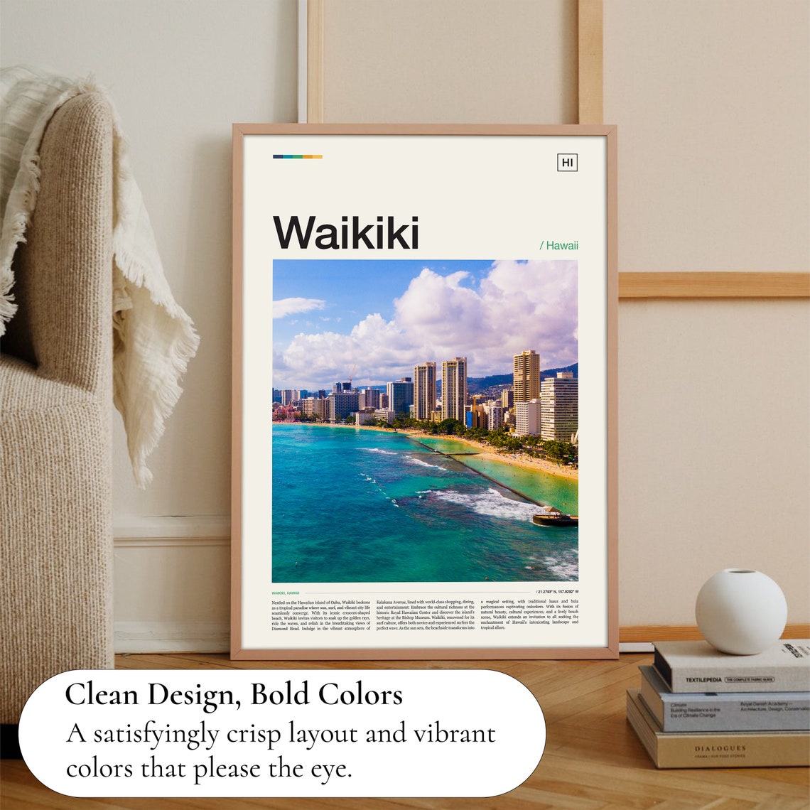 Waikiki Hawaii Beach Turquoise Water City Towers Tropical Photo Poster - Image 3
