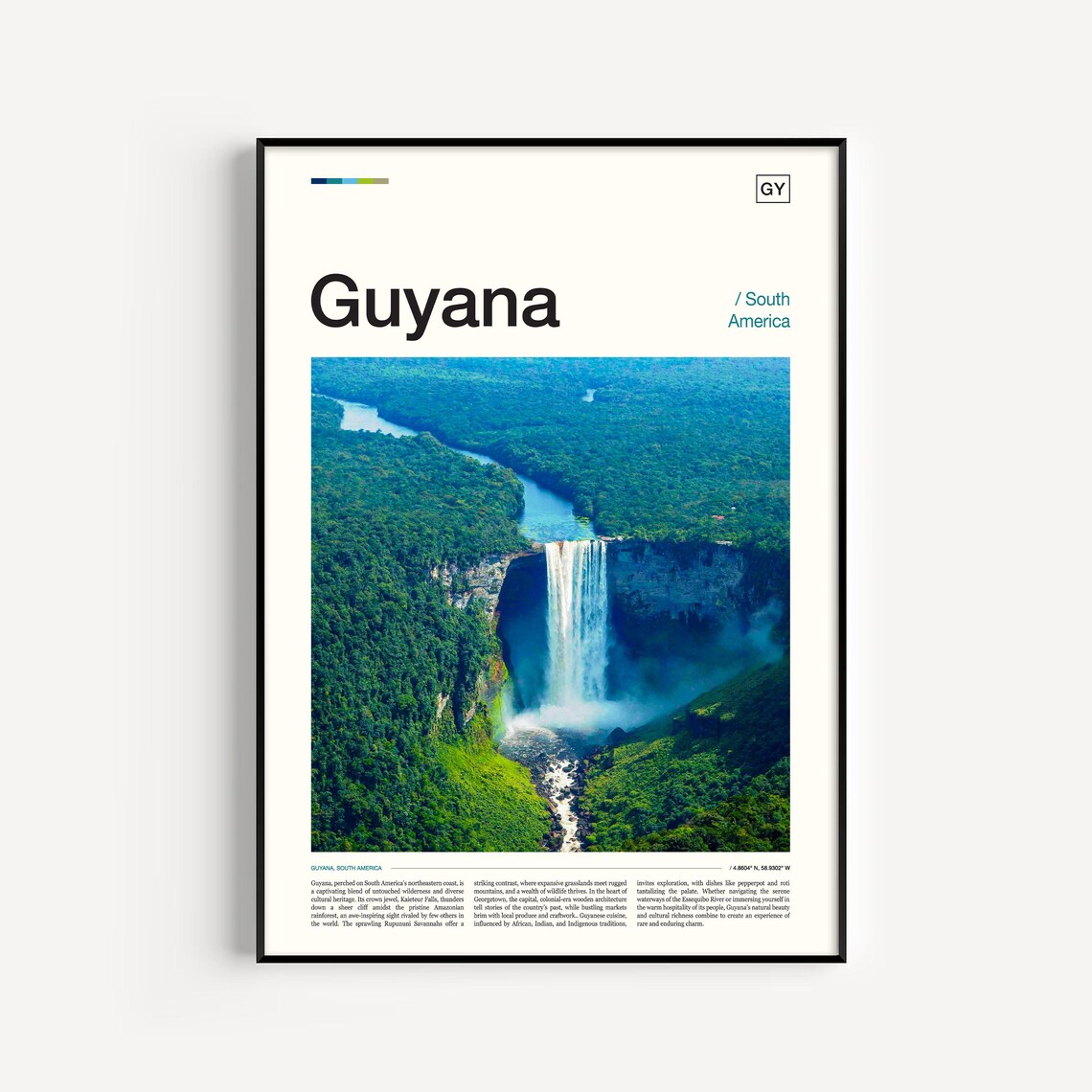 Guyana South America Kaieteur Falls Rainforest Travel Poster