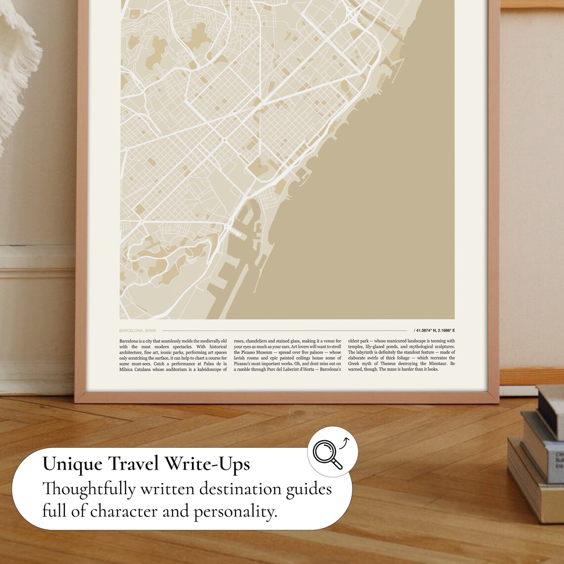Barcelona Spain Minimalist City Street Map Beige Modern Wall Poster - Image 2