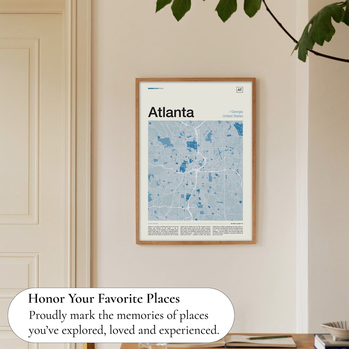Atlanta Georgia Street Map Minimalist Blue Modern City Poster - Image 5