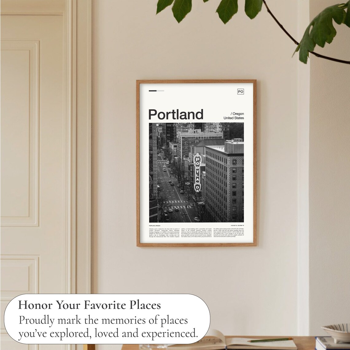 Portland Skyline Black And White Travel Poster - Image 5