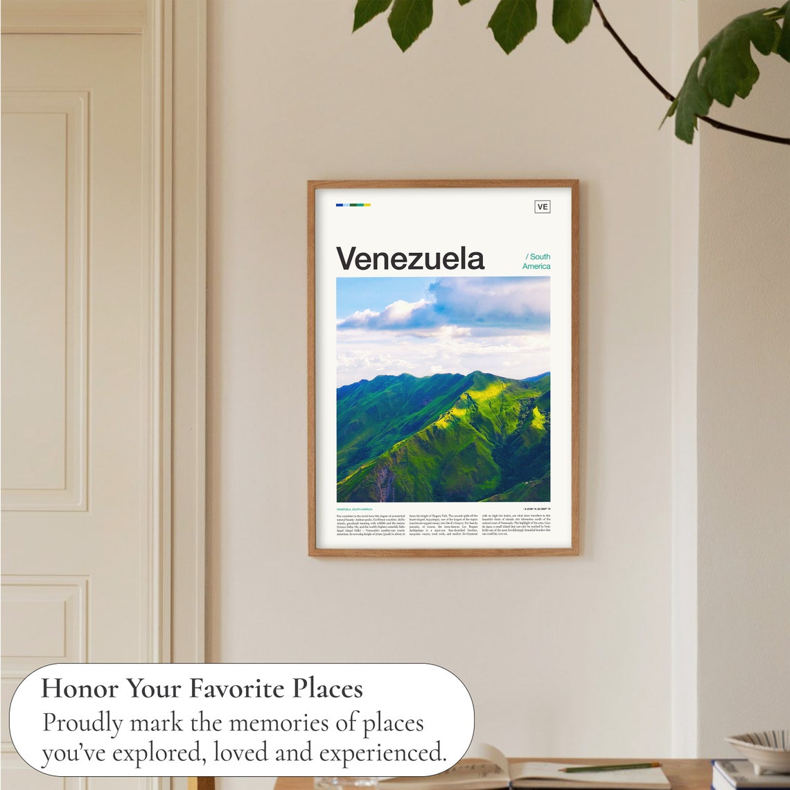 Venezuela Green Mountain Peaks Clouds Editorial Travel Poster - Image 5