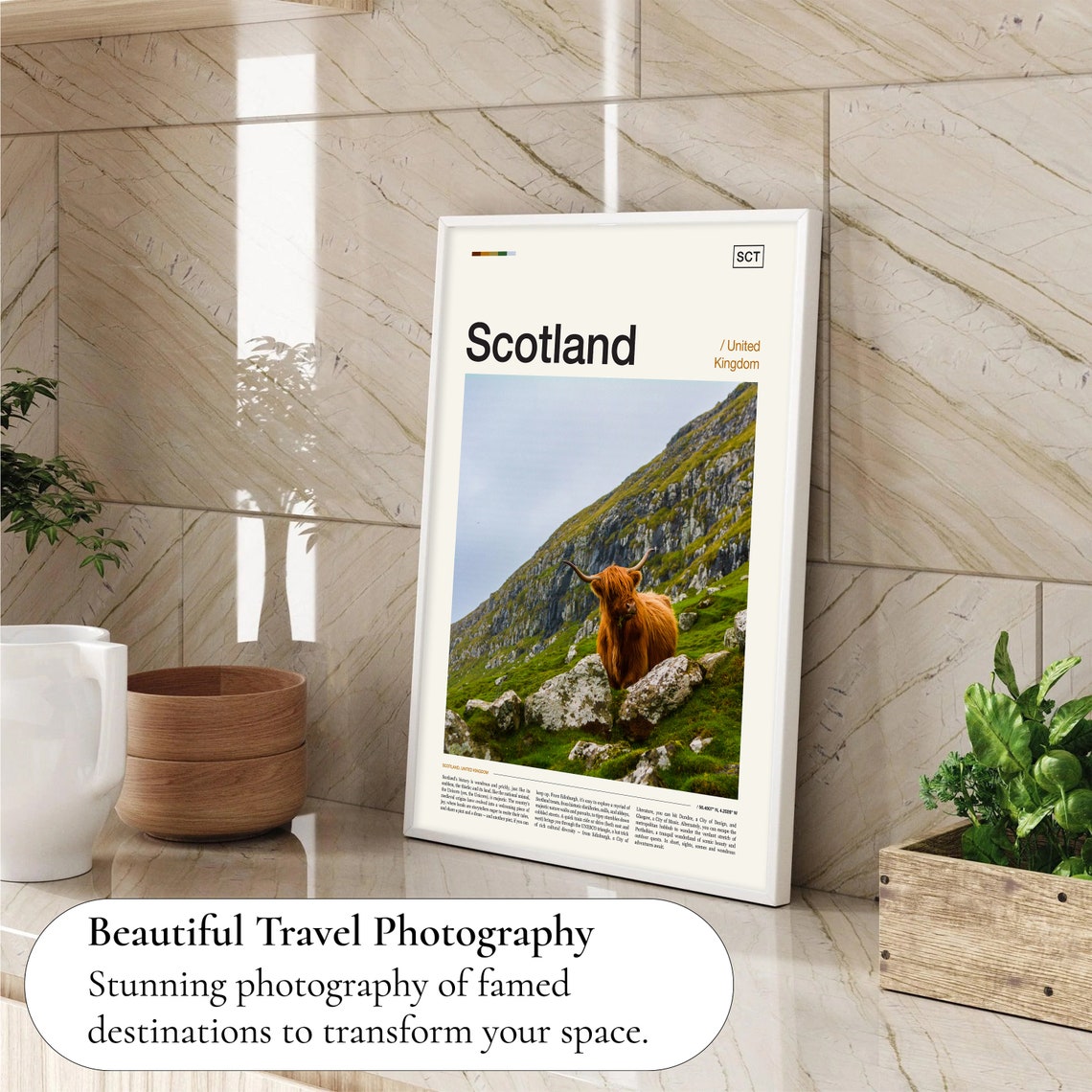 Scotland Highland Cow Rocky Hillside Scottish Landscape Poster - Image 4