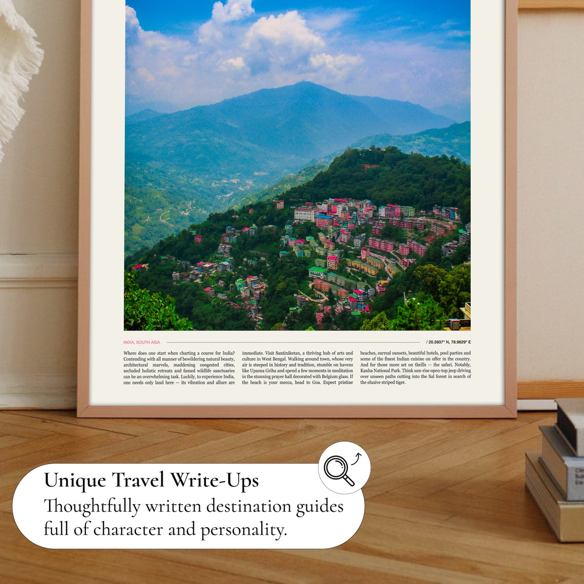 India Colorful Hillside Mountain Town South Asia Travel Poster - Image 2