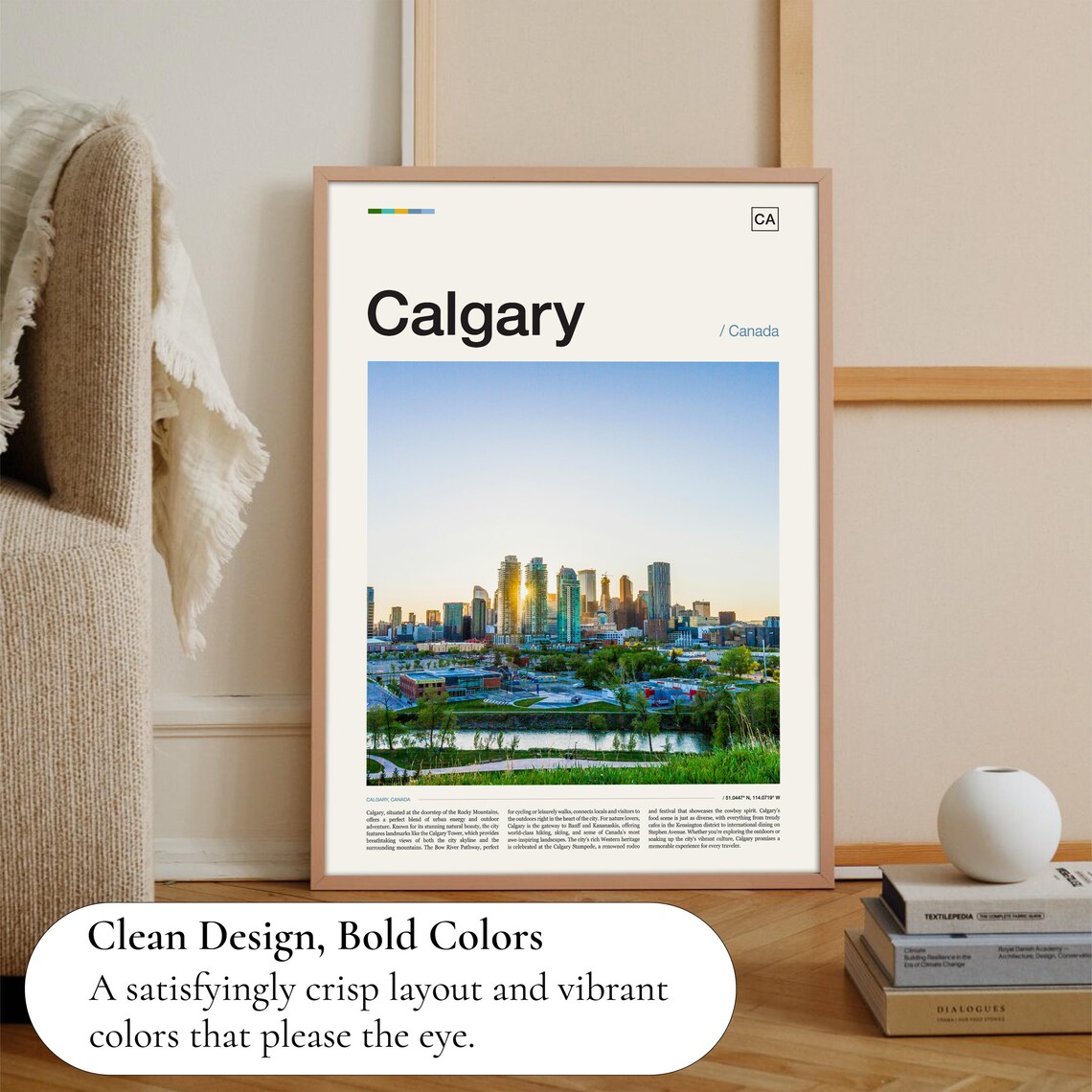 Calgary Canada Downtown Skyline At Sunset City Travel Poster - Image 3