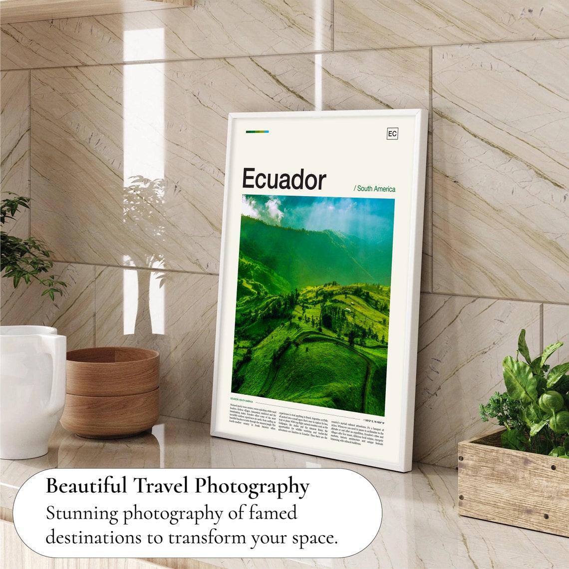Ecuador Green Andes Valley Hills Lush Landscape Travel Poster - Image 4