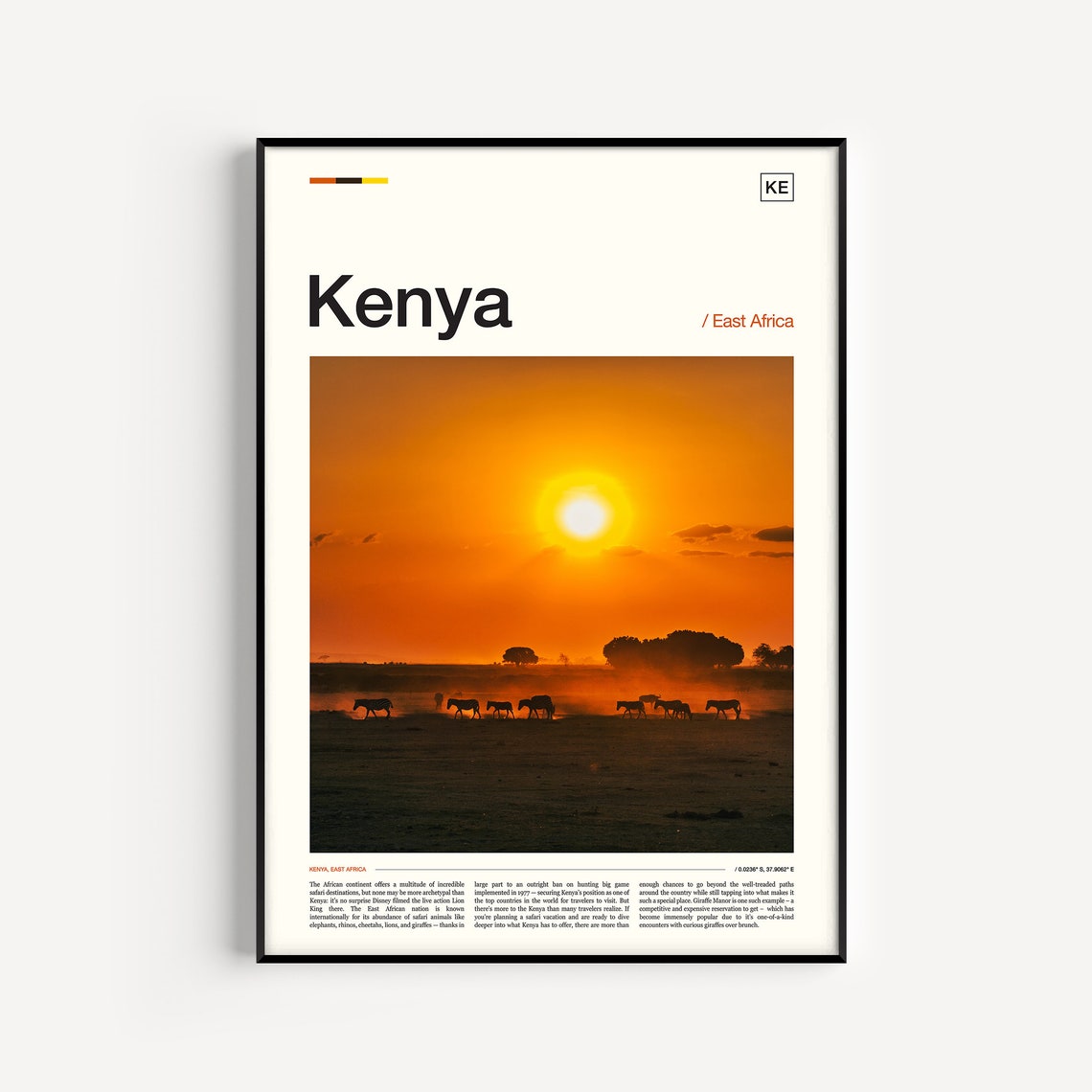 Kenya Print Kenya Art Print Kenyan Art Kenya Wall Art Kenya Poster Kenya Travel Poster African Print African Wall Art Africa Print