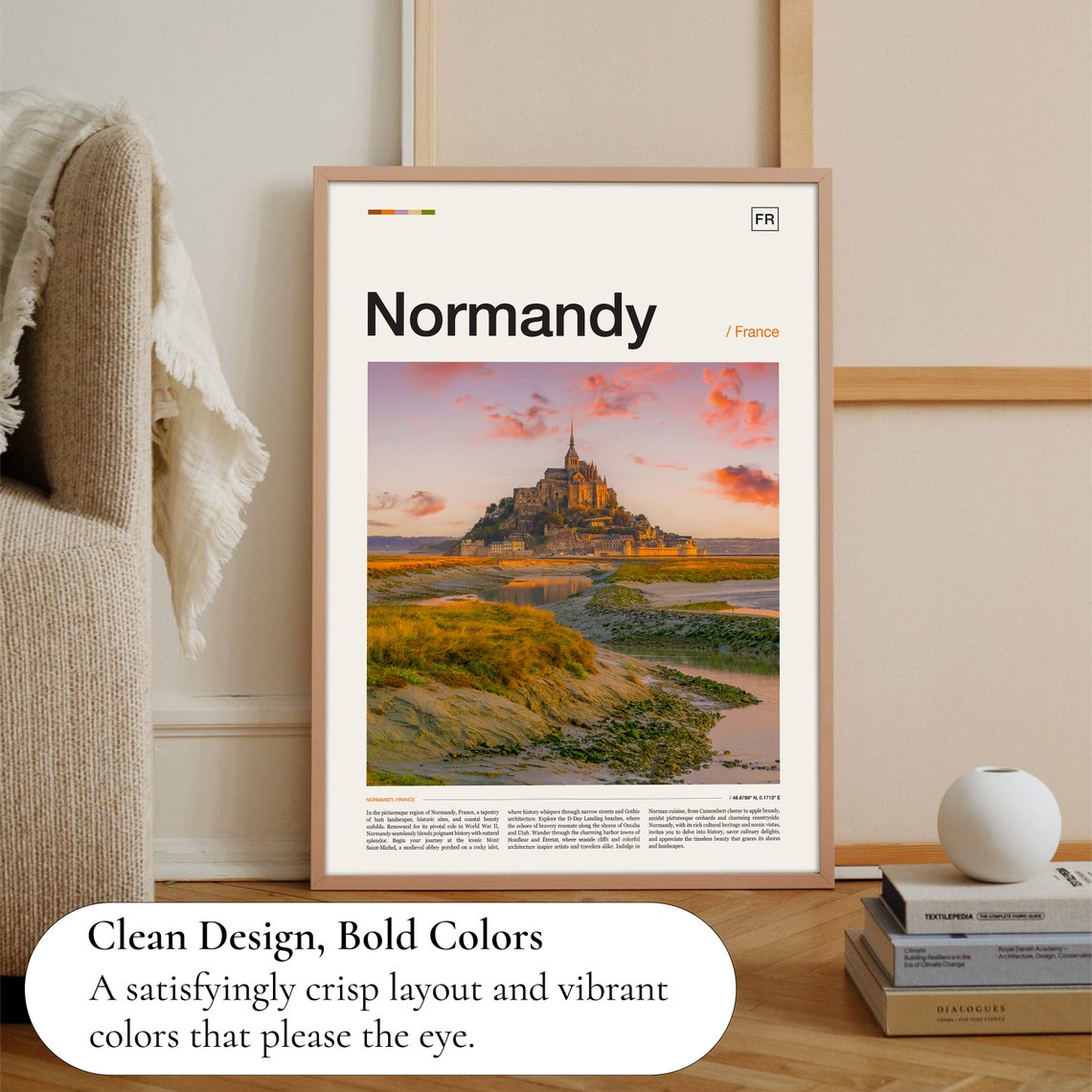 Normandy Art France Art France Print France Poster Mont Saint Michel France Wall Art Travel Wall Art Travel Poster Travel Print - Image 3