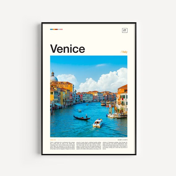 Venice Grand Canal Gondolas Italy Colorful Waterfront Photo Poster