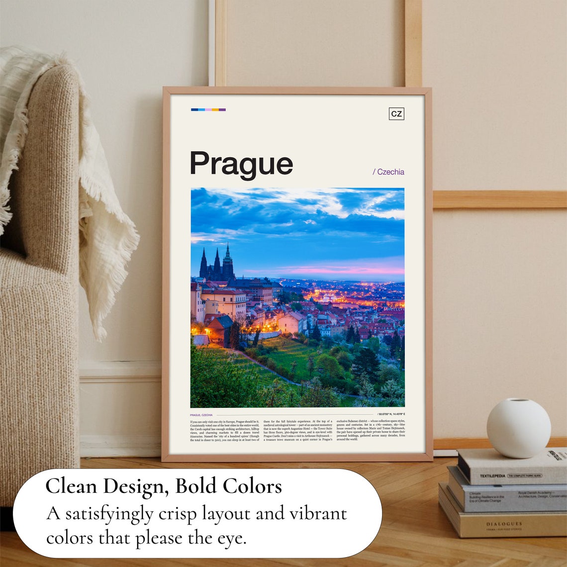 Prague Castle Dusk Czechia Old Town Spires Night Lights Photo Poster - Image 3