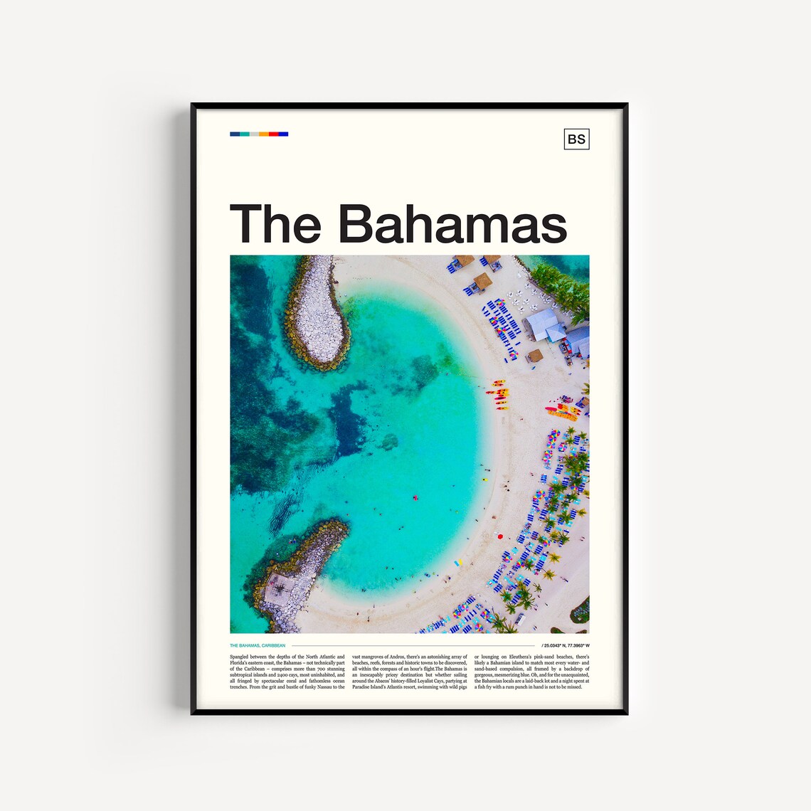 The Bahamas Caribbean Turquoise Beach Aerial Photo Travel Poster Art