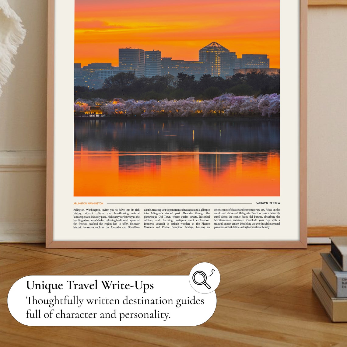 Arlington Washington Sunset Cherry Blossom Skyline Scenic Poster - Image 2