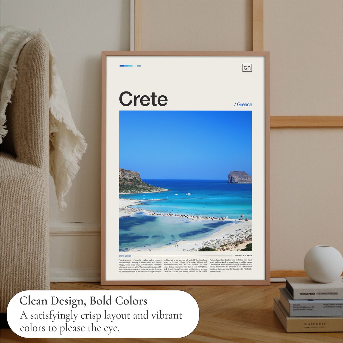 Crete Greece Turquoise Beach Lagoon Coast Editorial Travel Poster - Image 3