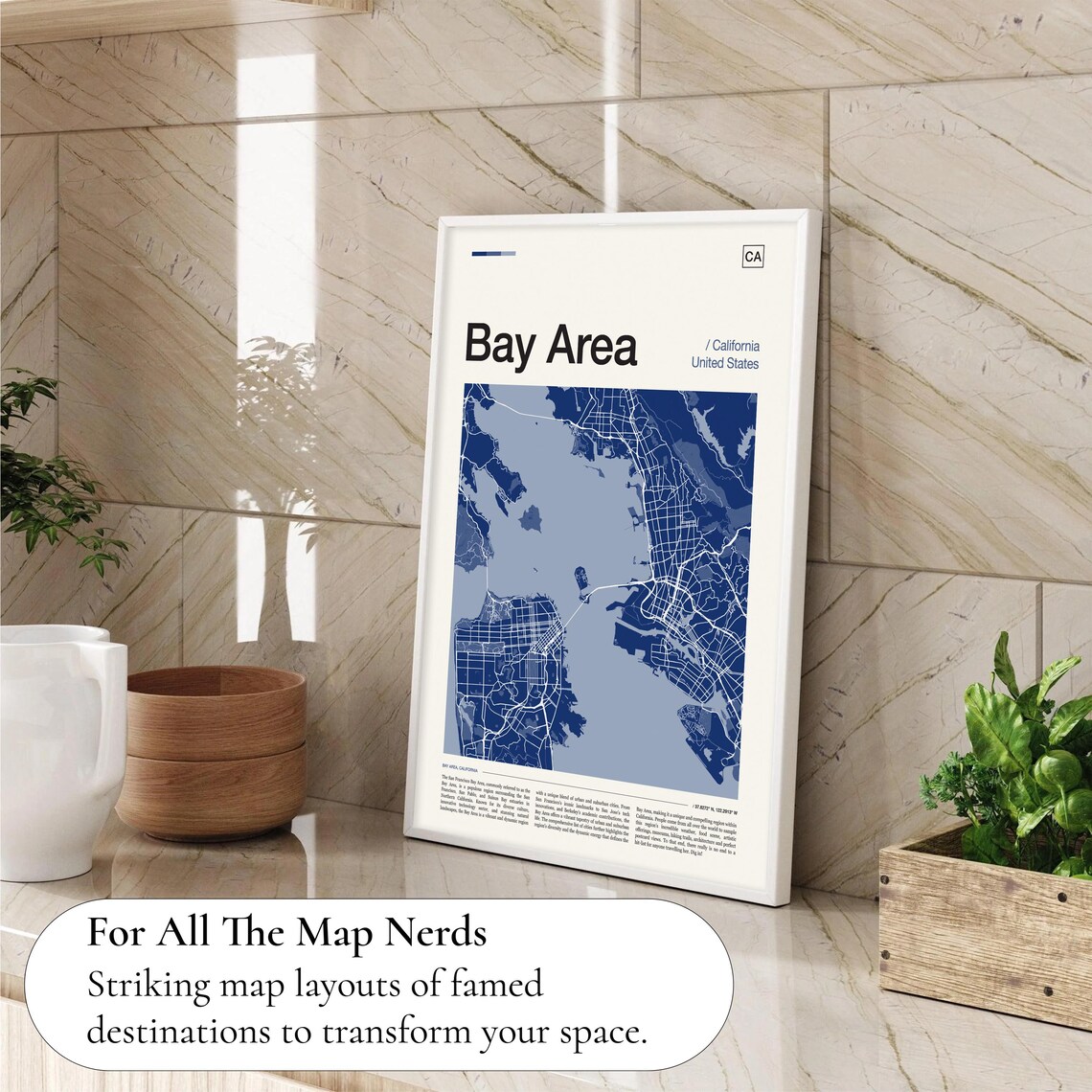 Bay Area California United States Deep Navy Blue City Map Poster - Image 4
