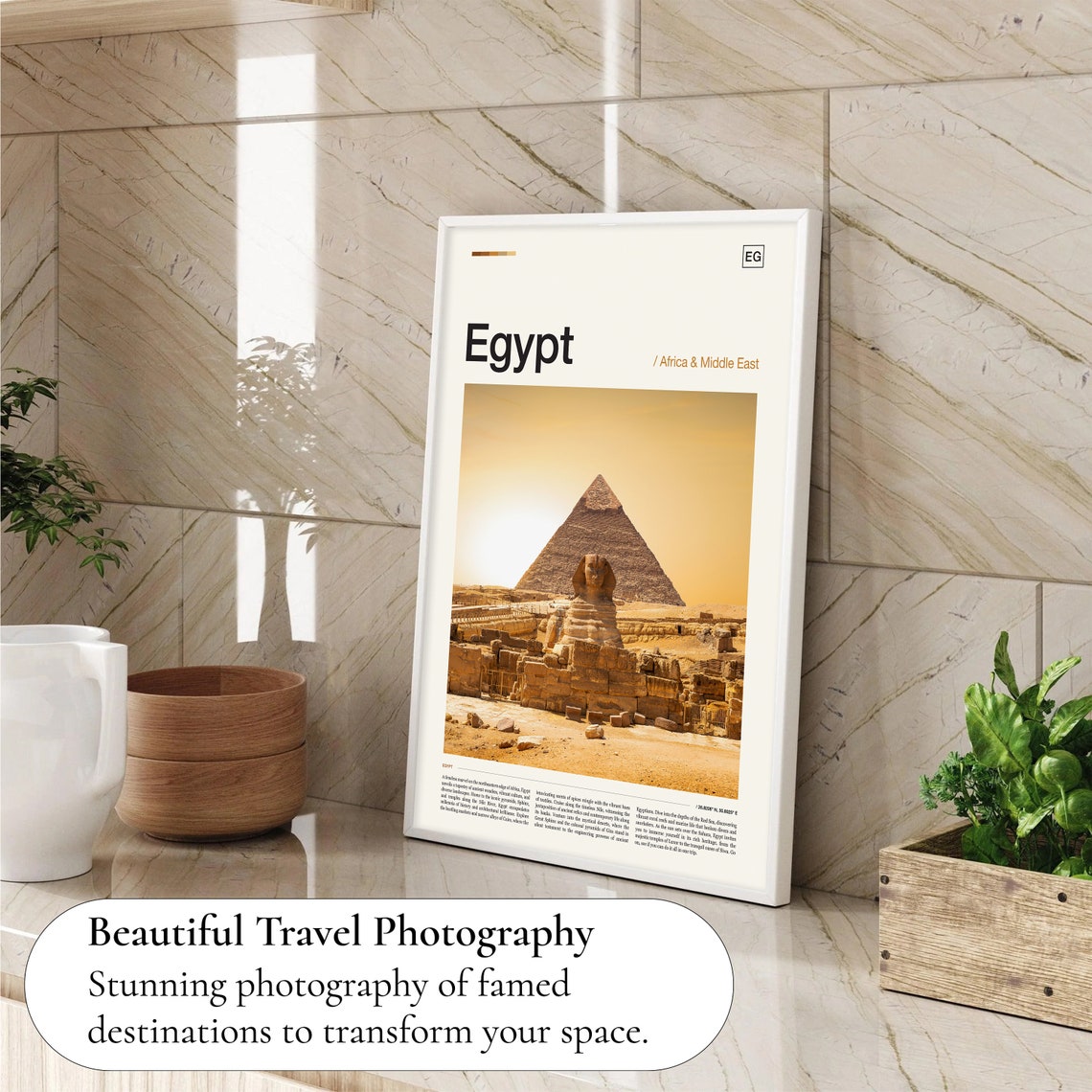 Egypt Sphinx Giza Pyramid Golden Desert Sunset Scenic Photo Poster - Image 4