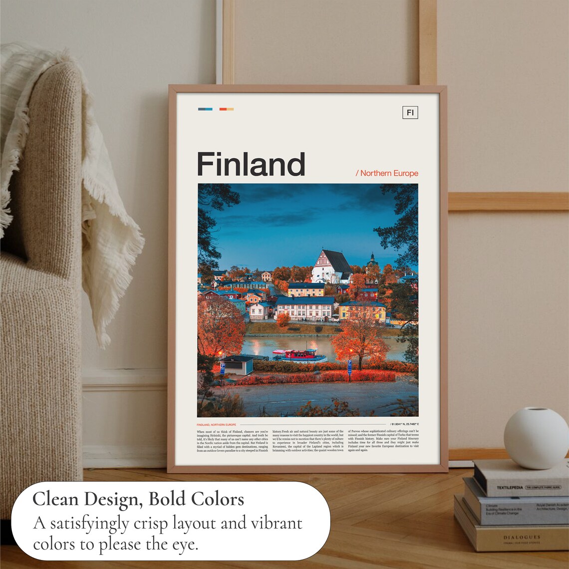 Finland Riverside Old Town Dusk Northern Europe Travel Poster - Image 3