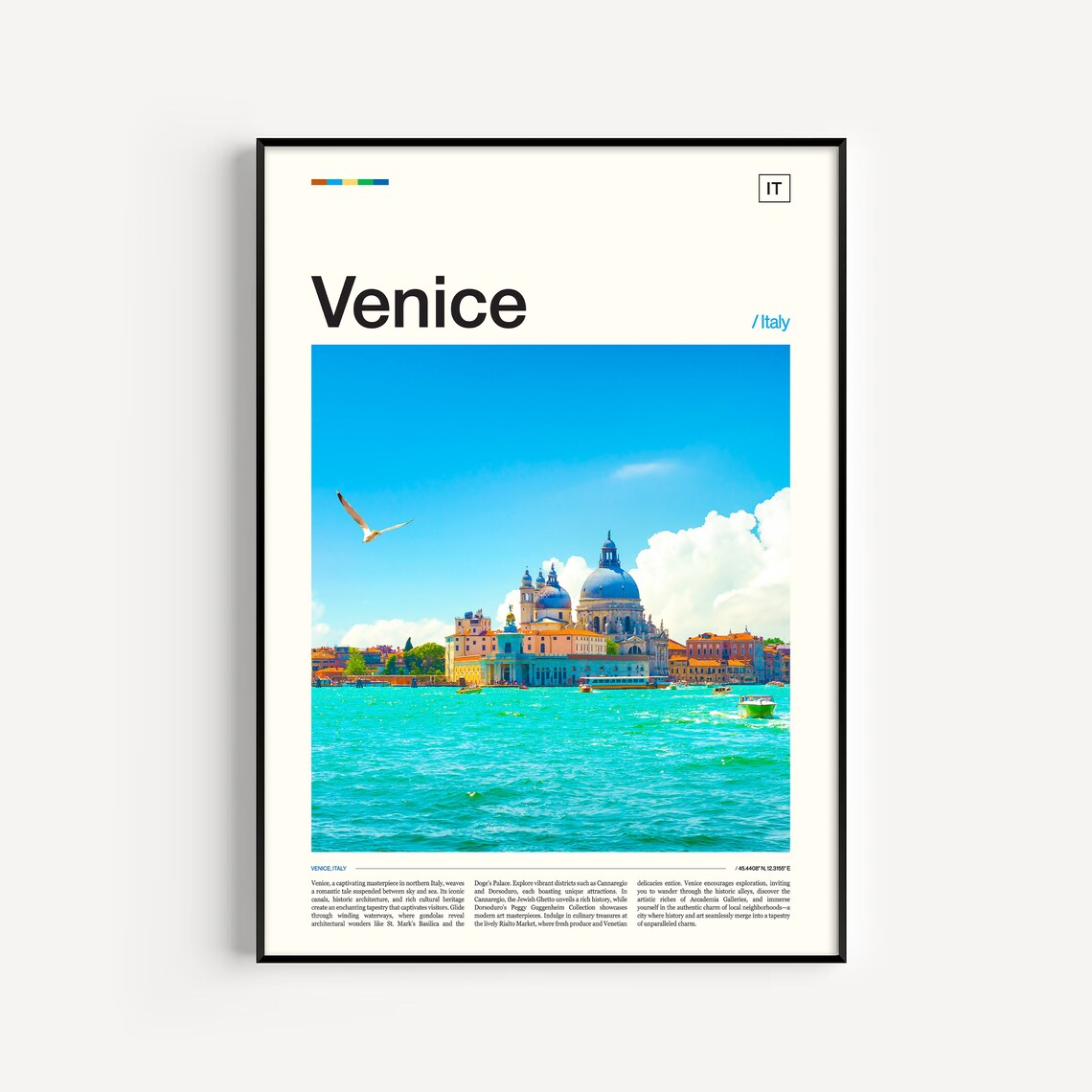 Venice Italy Grand Canal Santa Maria Salute Seagull Scenic Poster