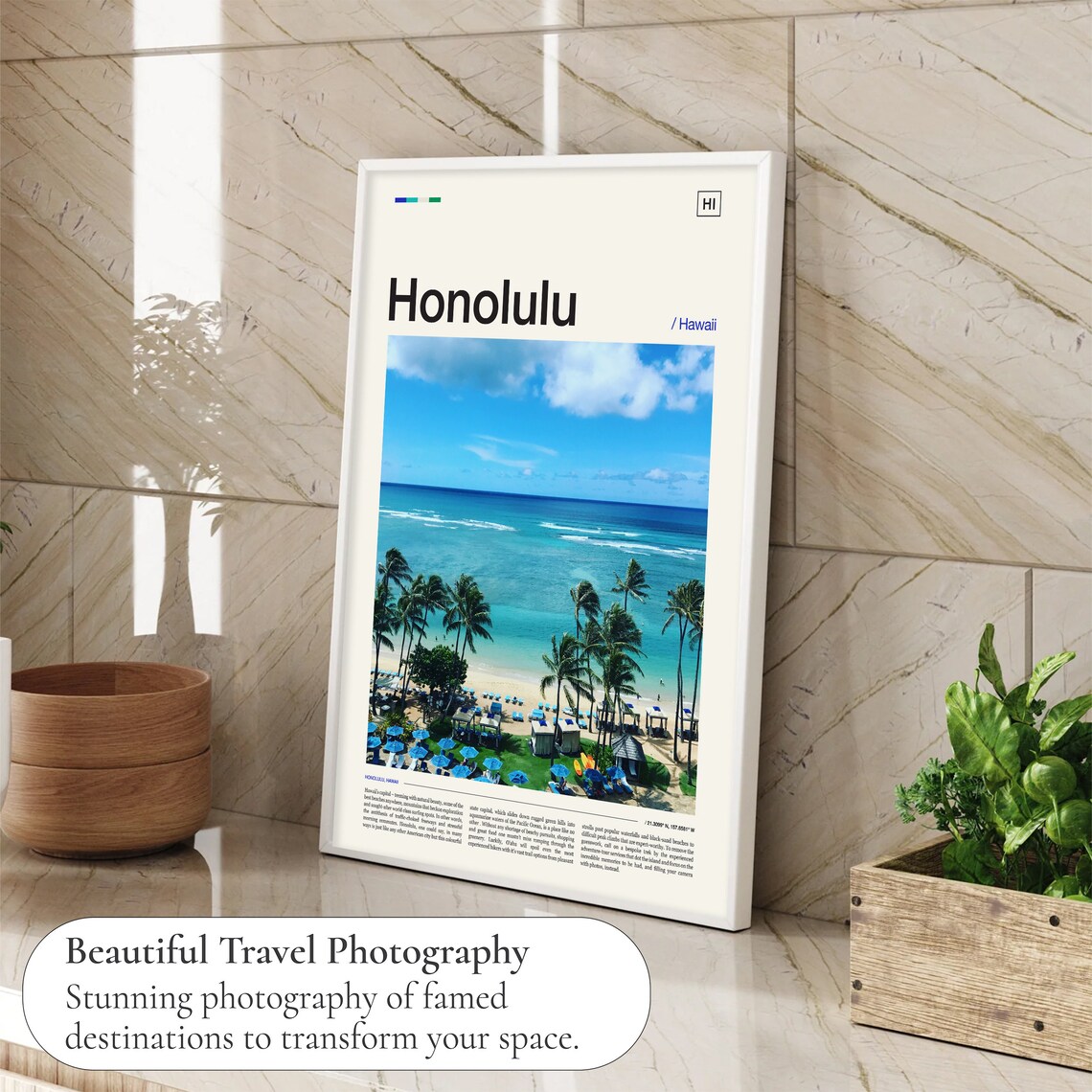 Honolulu Hawaii Wall Art Poster Print - Image 4