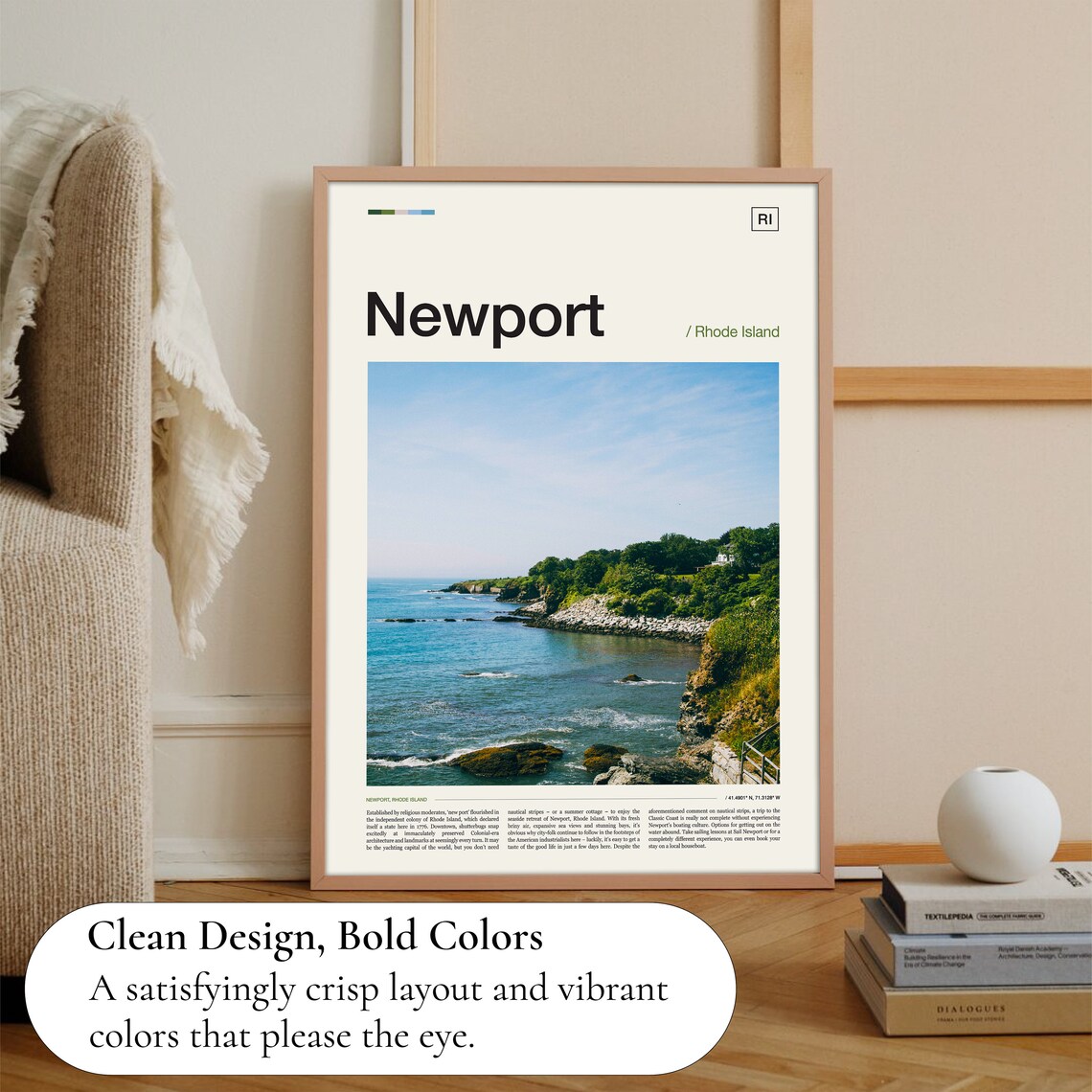 Newport Rhode Island Travel Poster, Coastal Place Art - Image 3