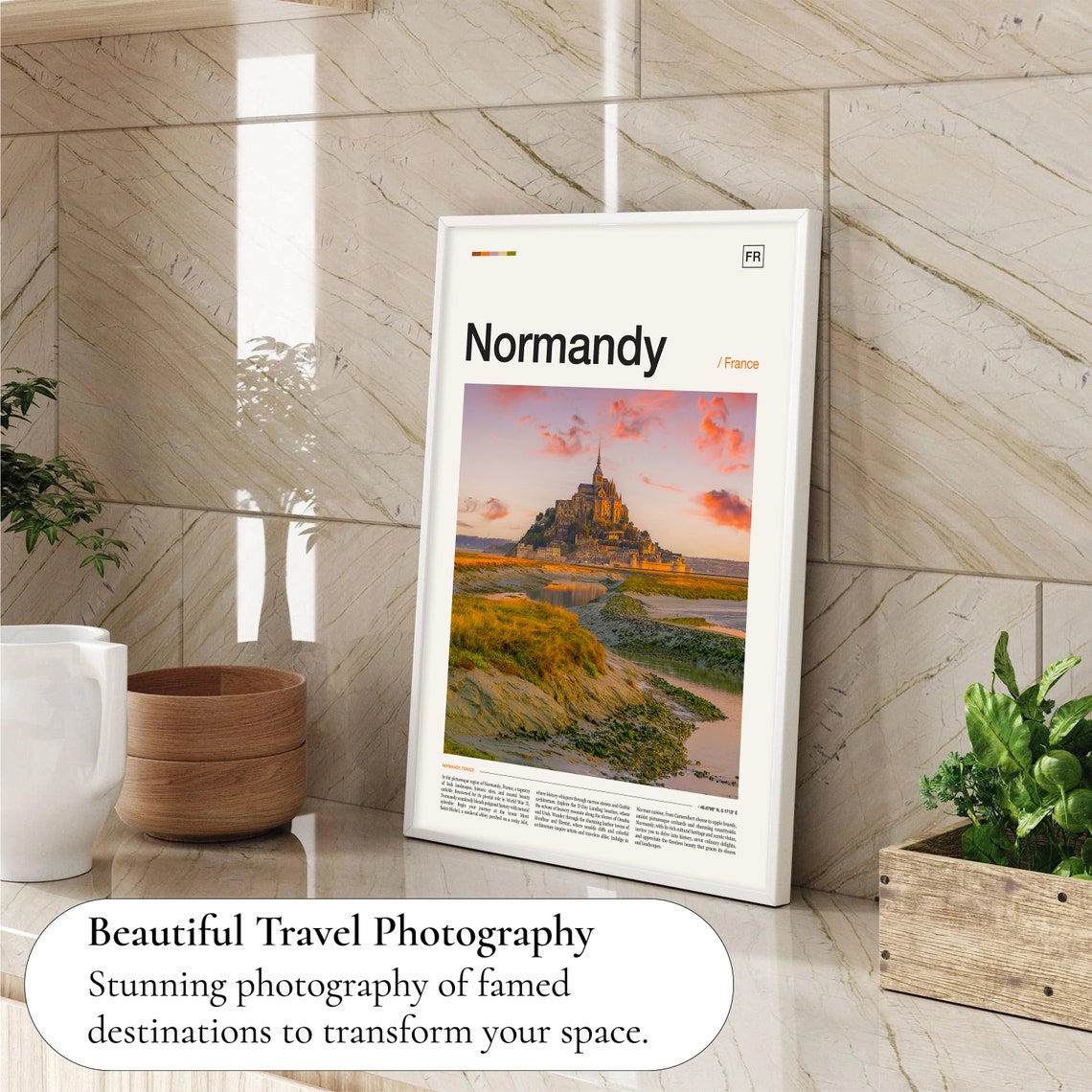 Normandy Mont Saint Michel Abbey Sunset France Coastal Photo Poster - Image 4