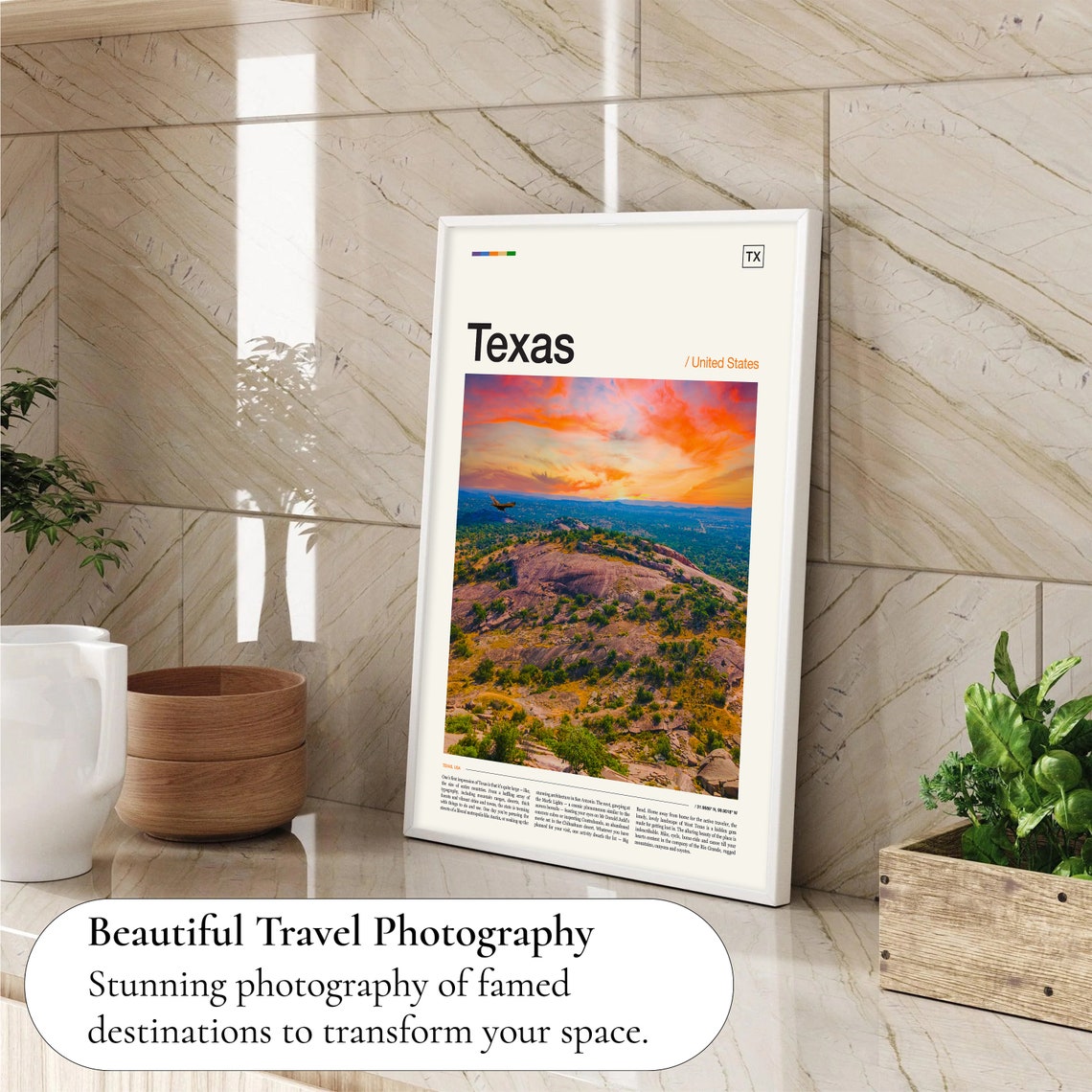 Texas Hill Country Golden Sunset Pink Granite Hills Photography Poster - Image 4