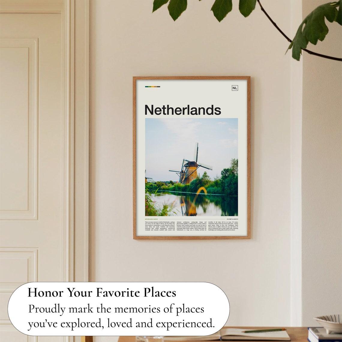 Netherlands Windmill Canal Reflection Countryside Photo Travel Poster - Image 5