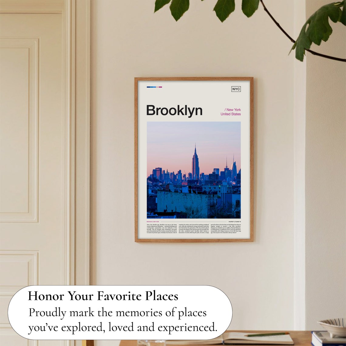 Brooklyn New York Sunset Manhattan Skyline Photo Travel Poster Art - Image 5