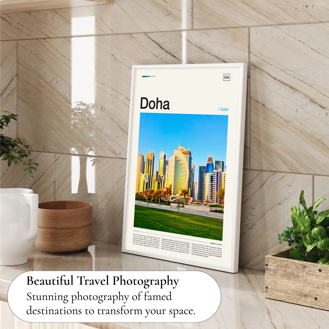 Doha Qatar West Bay Skyline Cityscape Photography Travel Poster - Image 4