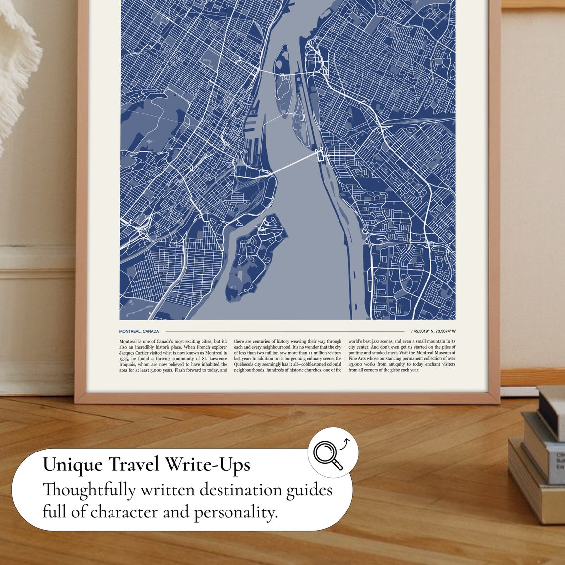 Montreal Canada Modern Blue Minimalist City Street Map Poster - Image 2